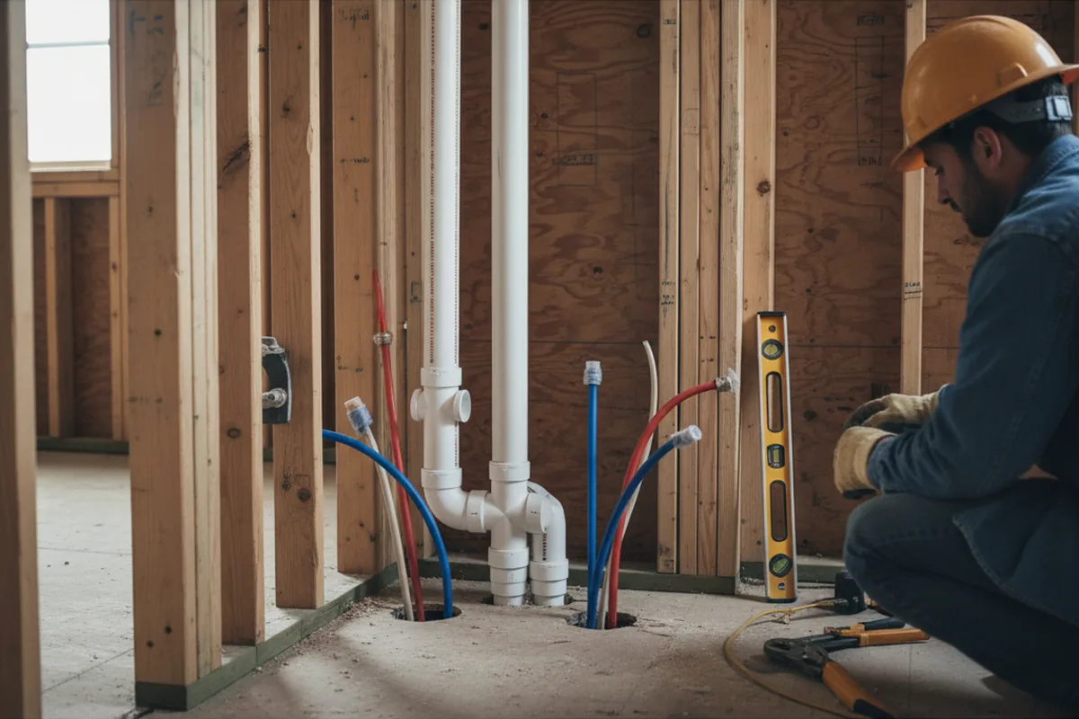 Drain and supply rough-in during Leak Detection in South Milwaukee